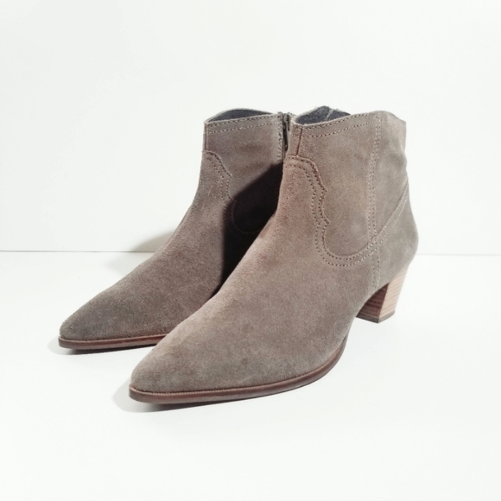 ANTHROPOLOGIE SEYCHELLS Represent Taupe Suede Ankle Boots Pointy Booties 10 - Picture 4 of 15